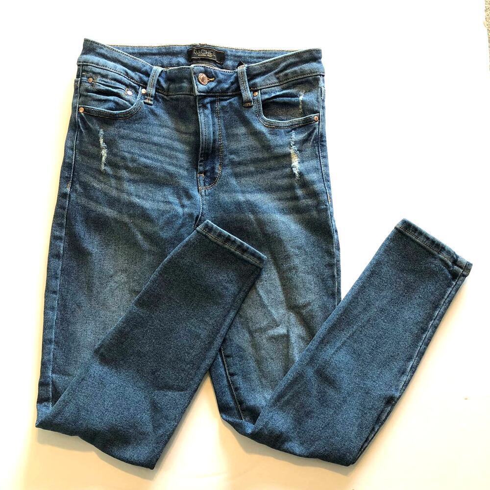 Rachel Roy Women's Medium Wash Distressed Cropped Skinny Jeans - Size 4